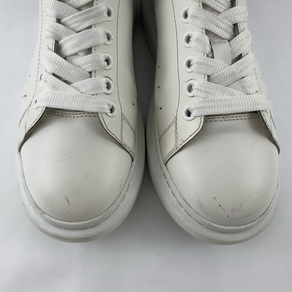 Alexander‎ McQueen Oversized Sneakers Men's White Leather Black Heel Size 43 - Picture 7 of 11